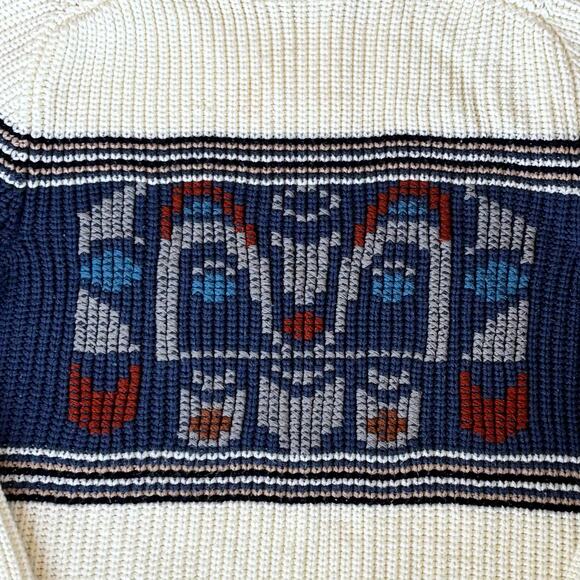 VTG 70s Silton California Fisherman Sweater RARE Aztec Thunderbird Mens Large - Picture 4 of 7